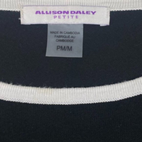 Allison Daley Black Sweater with White Stripes and Neckline Size Petite … - Picture 6 of 7